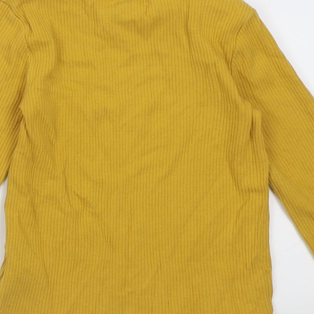 F&F Girls Yellow Cotton Basic Casual Size 5-6 Years Crew Neck Pullover