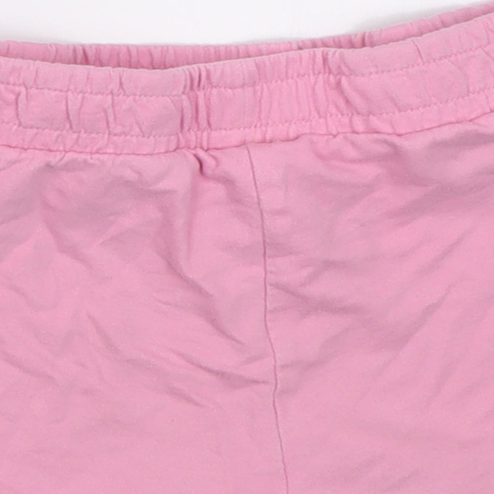 F&F Girls Pink Striped Cotton Sweat Shorts Size 5-6 Years Regular Tie