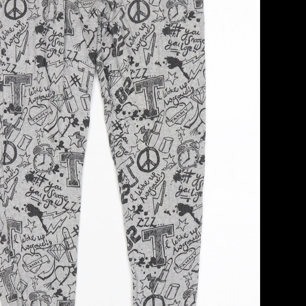BHS Girls Grey Geometric Cotton Pyjama Pants Size 9-10 Years Pullover