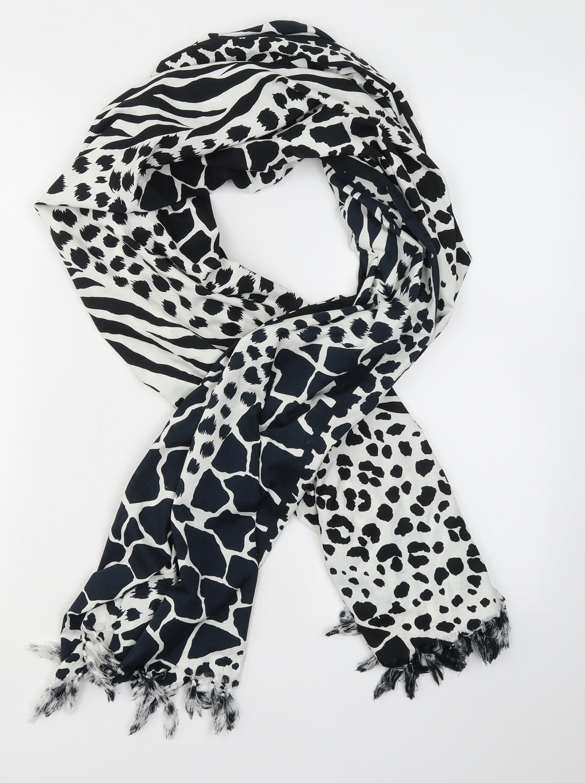 Rima Womens White Animal Print Polyester Scarf