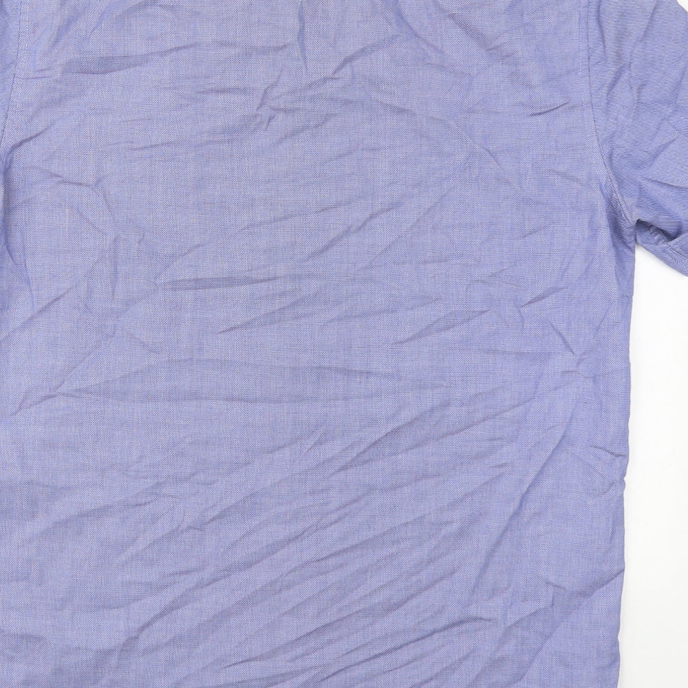 Taylor & Wright Mens Blue Cotton Button-Up Size 15.5 Collared Button