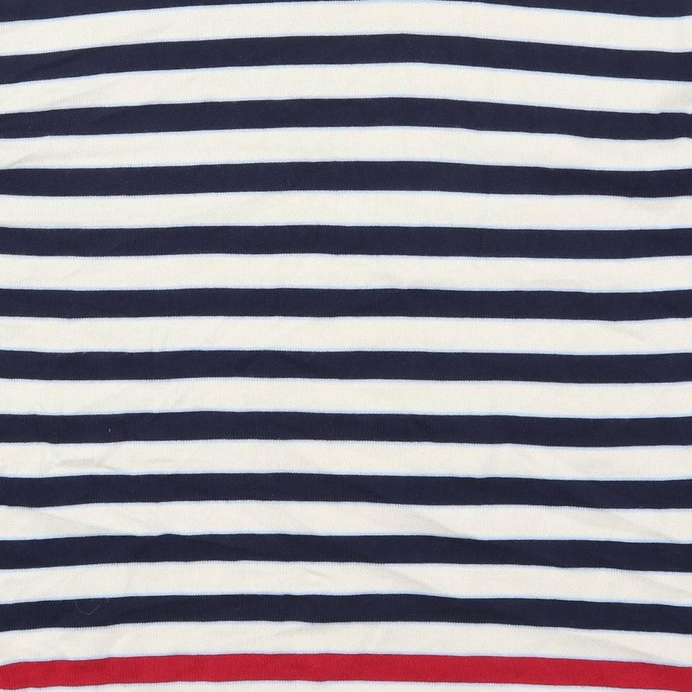 Quiksilver Mens Blue Round Neck Striped Cotton Pullover Jumper Size L