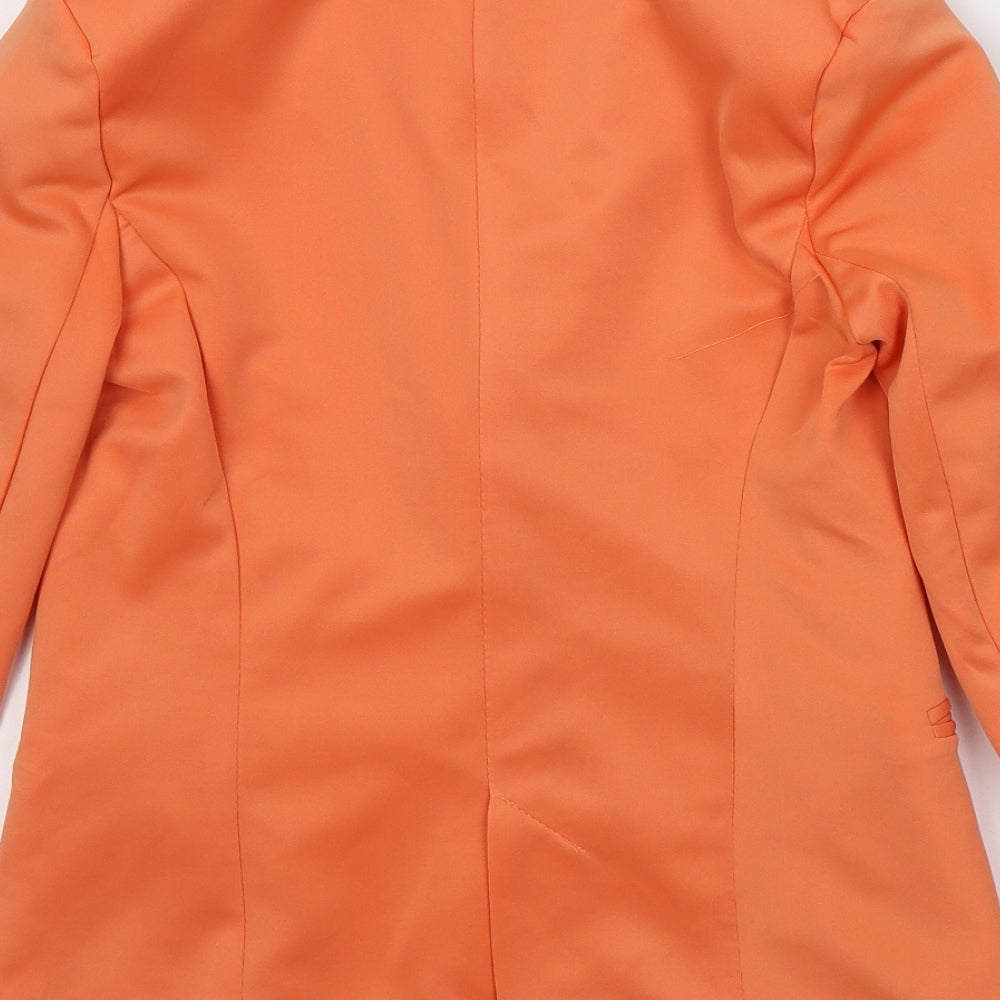 FXJCWoman Womens Orange Polyester Jacket Blazer Size M