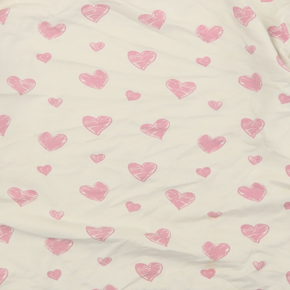 Dunnes Stores Girls Beige Geometric Cotton Pullover Sweatshirt Size 10-11 Years - Heart Print