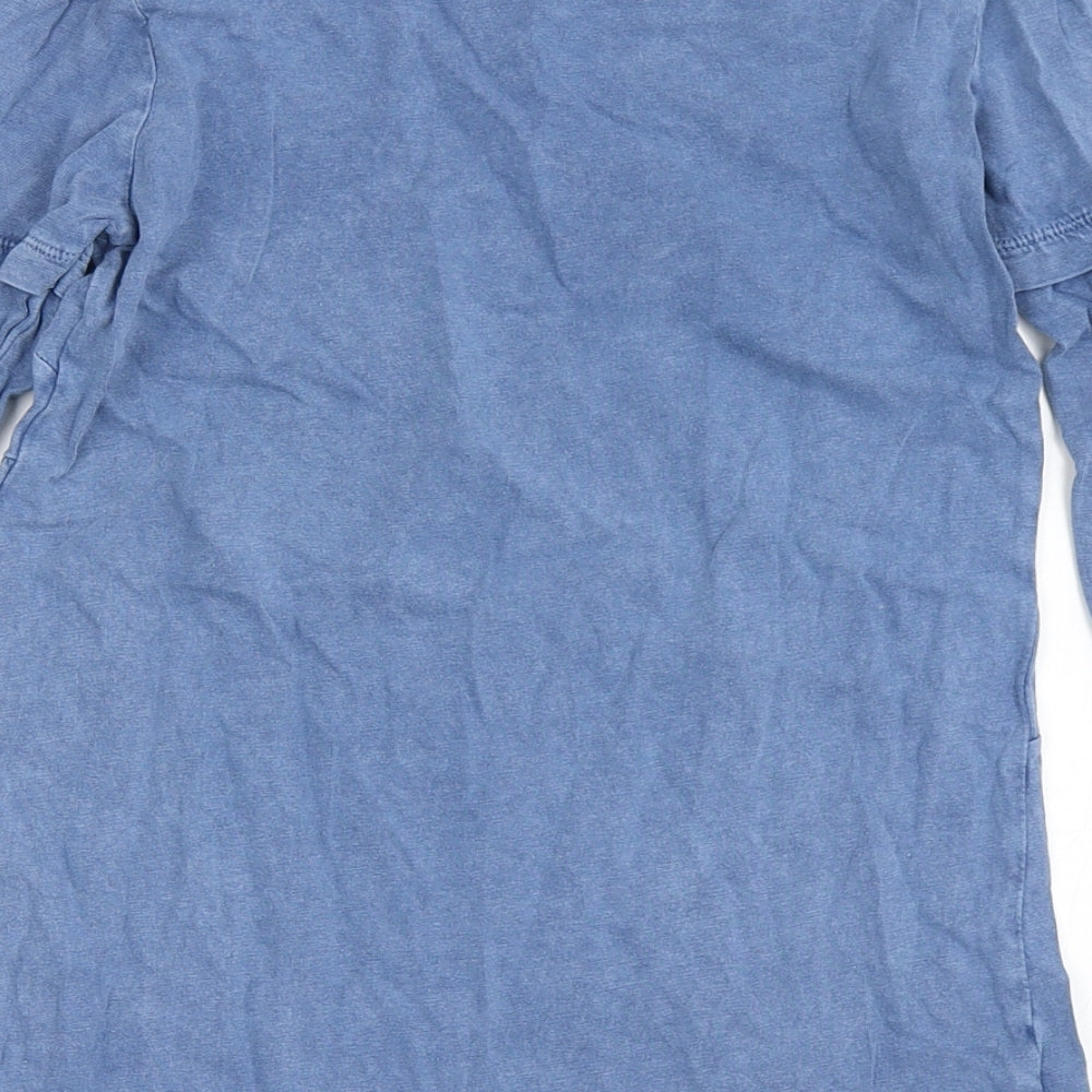 George Boys Blue 100% Cotton Basic T-Shirt Size 8-9 Years Round Neck Pullover