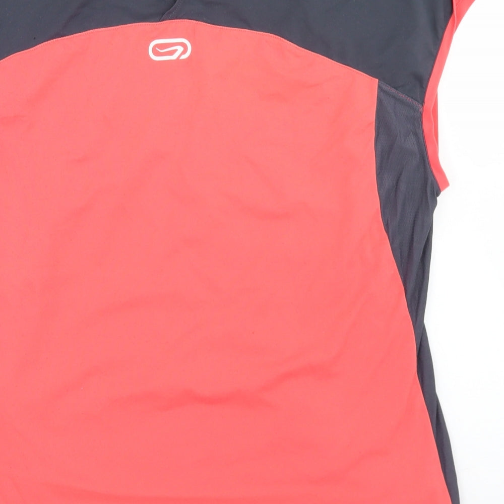 Kalenji Womens Pink Colourblock Polyester Basic T-Shirt Size S V-Neck