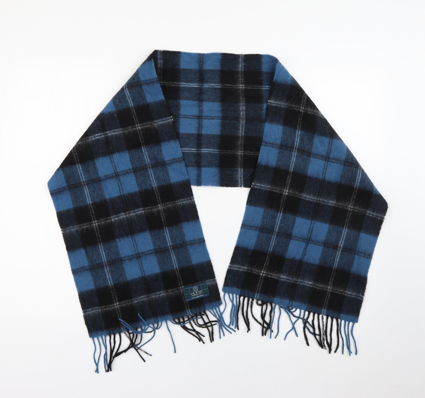 Clads Mens Blue Plaid Wool Scarf Size Regular