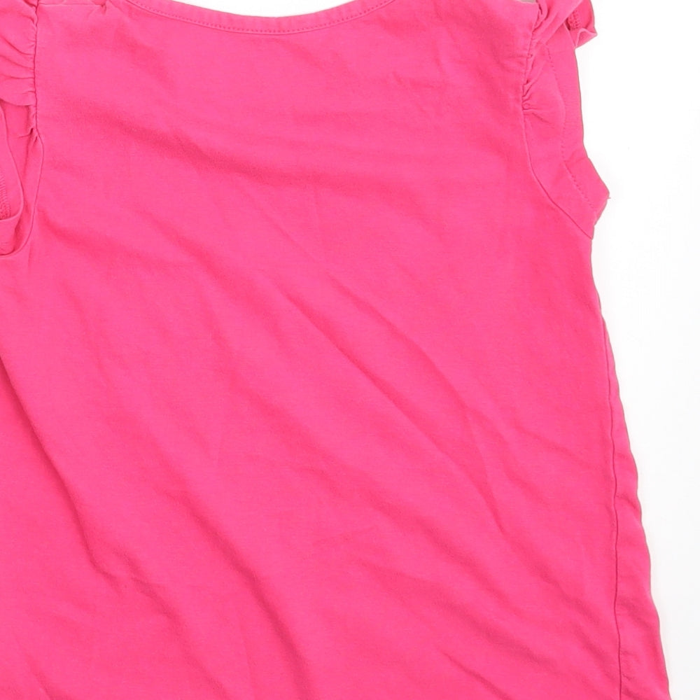 Losan Girls Pink 100% Cotton Basic T-Shirt Size 6 Years Round Neck - Hello Girl