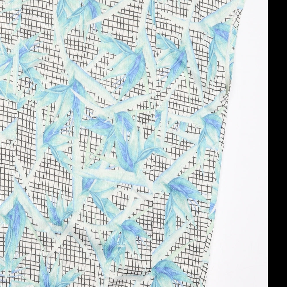 Zara Womens Blue Floral Polyester T-Shirt Dress Size S Crew Neck Pullover