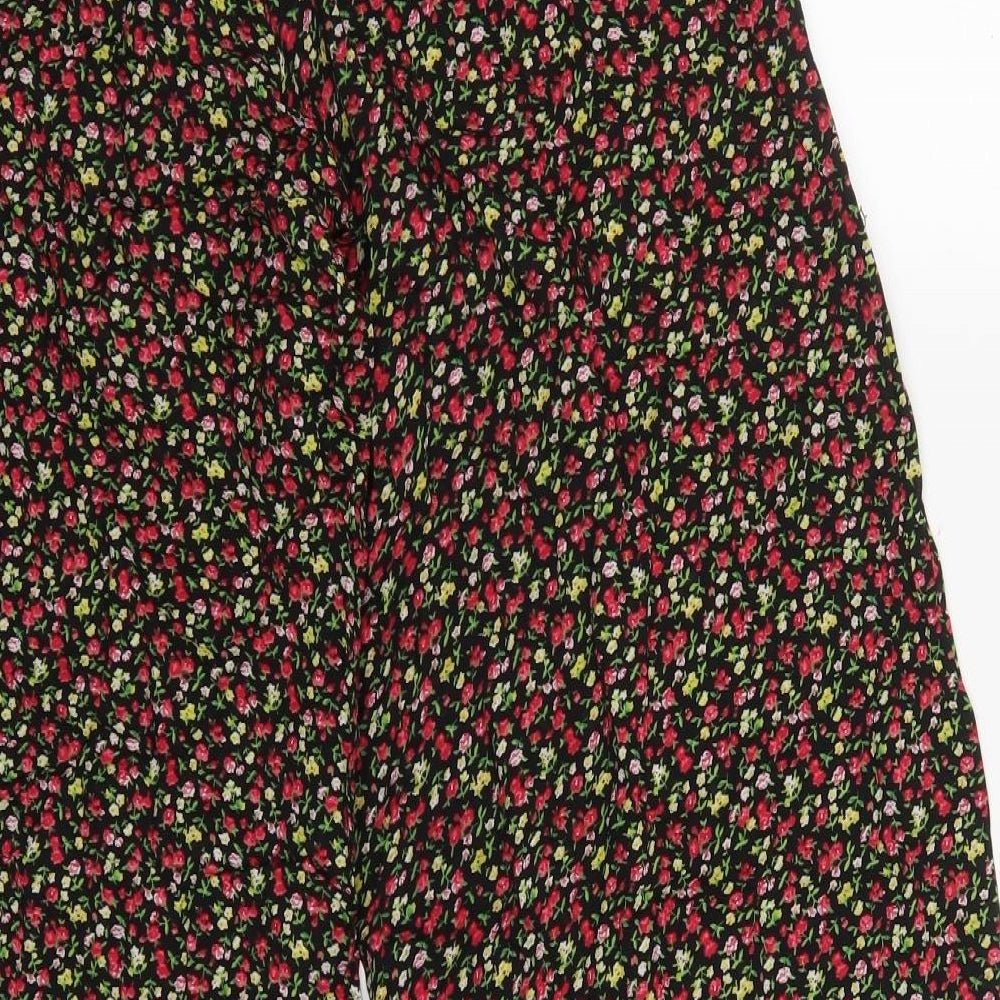 New York Laundry Womens Red Floral Viscose Trousers Size 8 L31 in Regular Button - Yellow Flowers