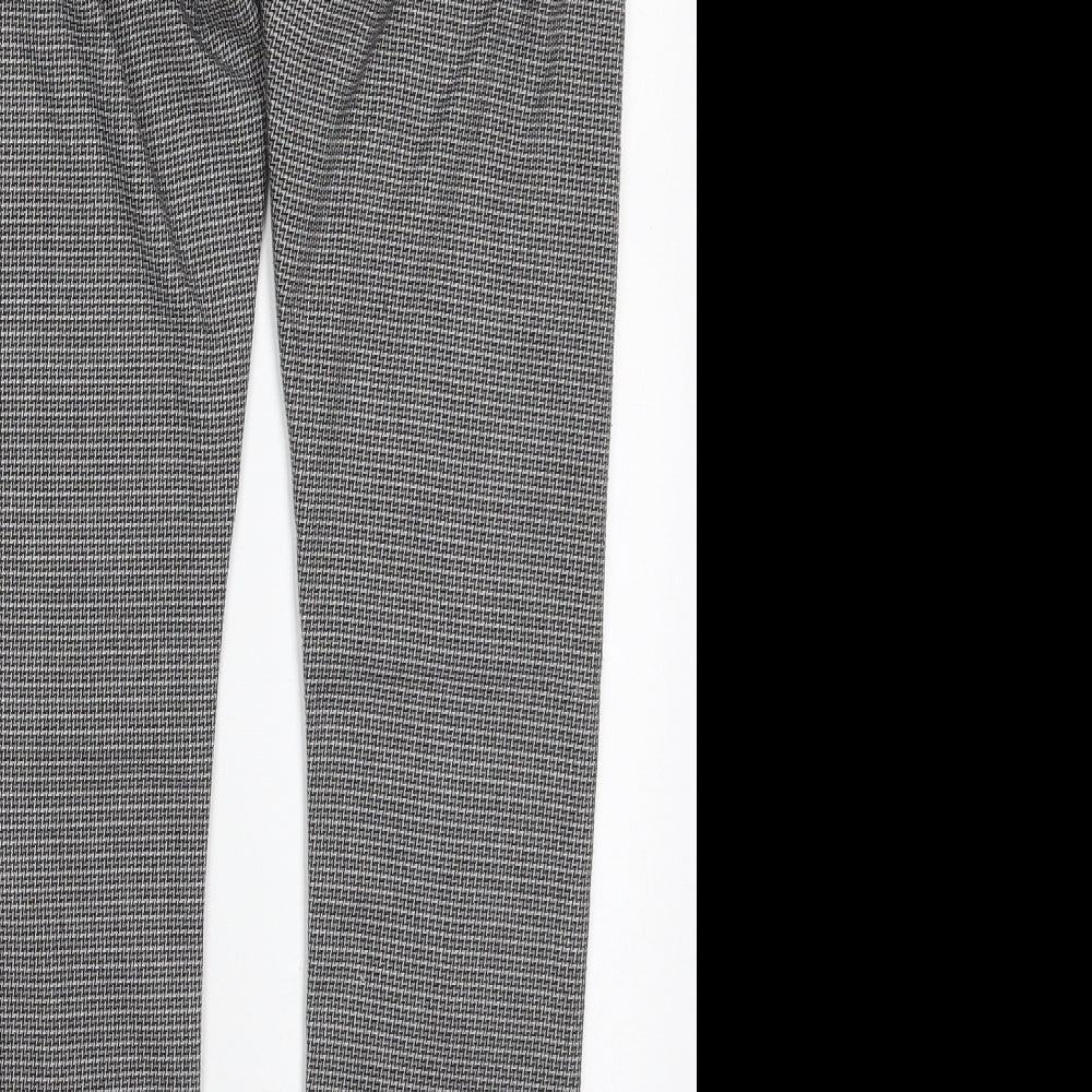Topman Mens Grey Herringbone Polyester Trousers Size 28 L30 in Regular Button