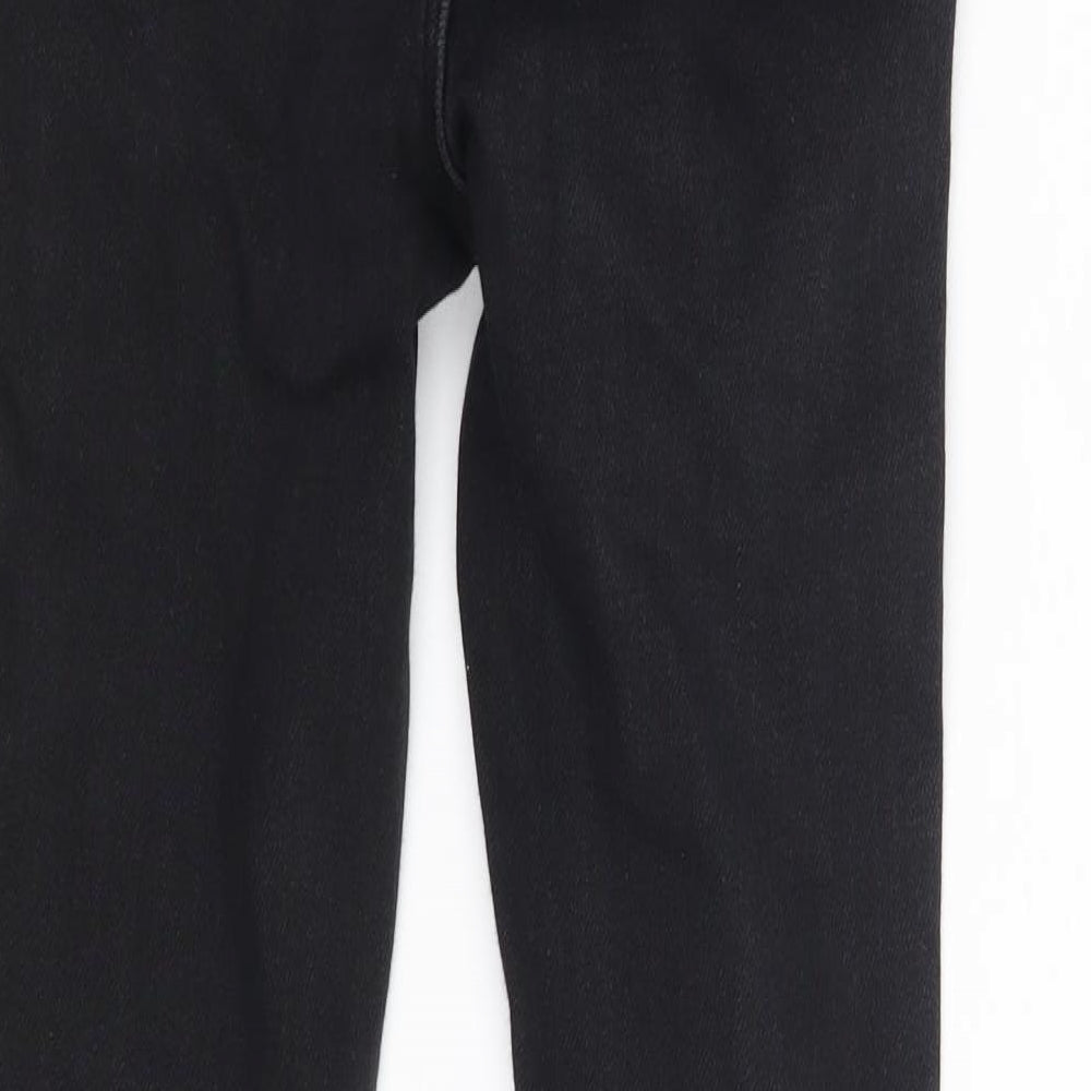 New Look Girls Black Cotton Jegging Jeans Size 12 Years Slim Zip - Distressed