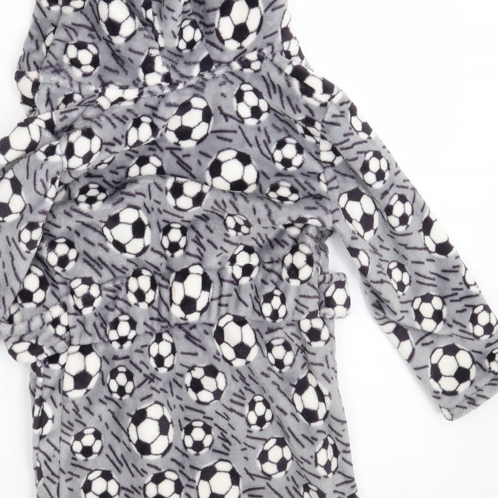 Dunnes Stores Boys Grey Geometric 100% Polyester Robe Size 3-4 Years - Football
