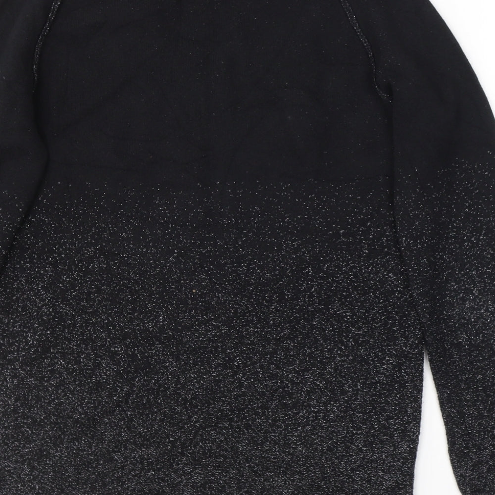 NEXT Womens Black Cotton Basic T-Shirt Size 10 V-Neck