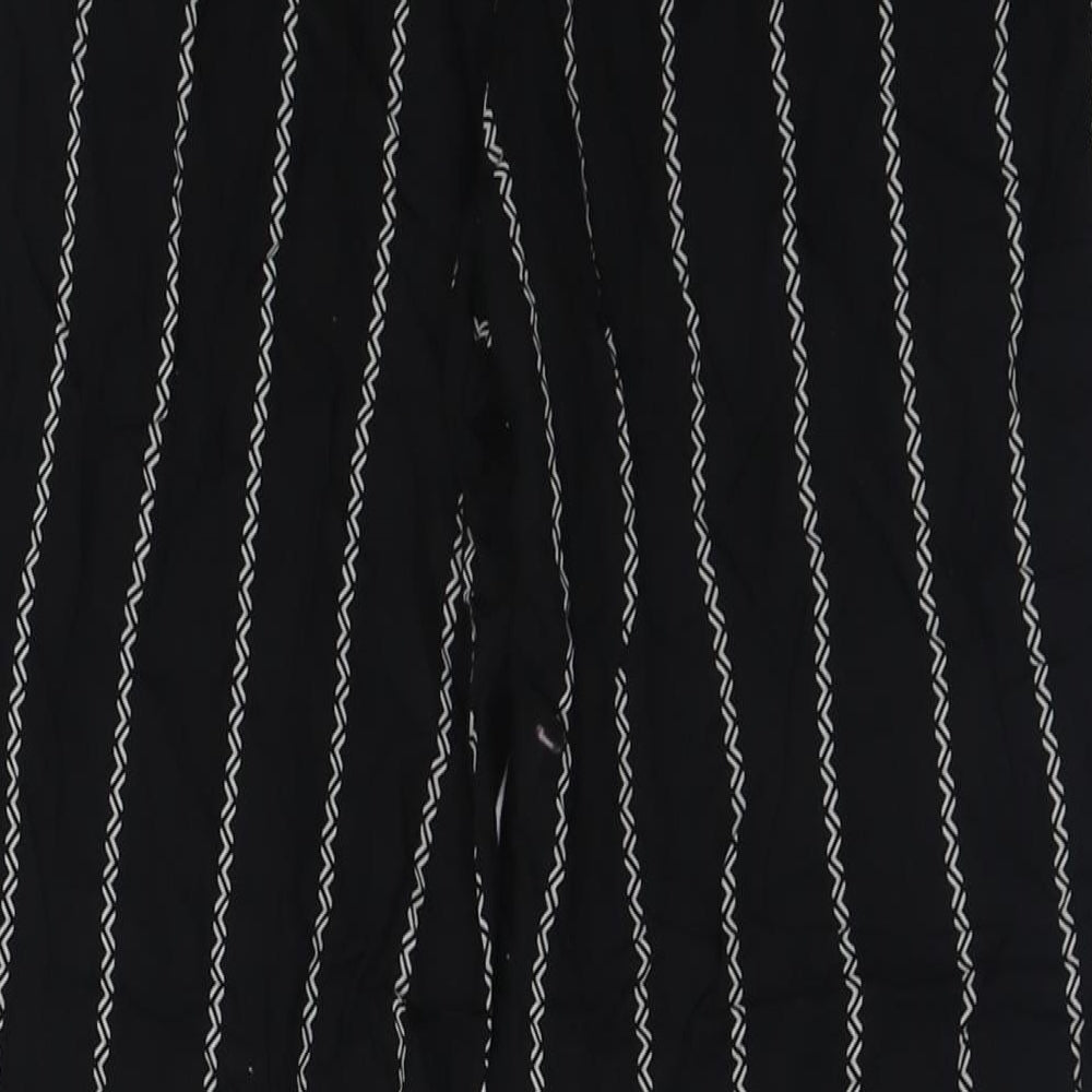 H&M Womens Black Striped Viscose Trousers Size 10 L26 in Regular