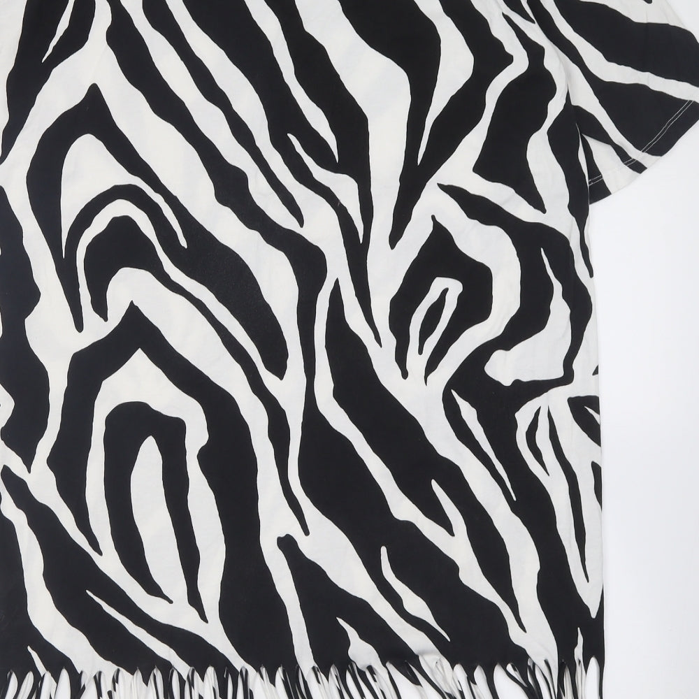 monkl Womens White Animal Print Cotton T-Shirt Dress Size S Crew Neck Pullover