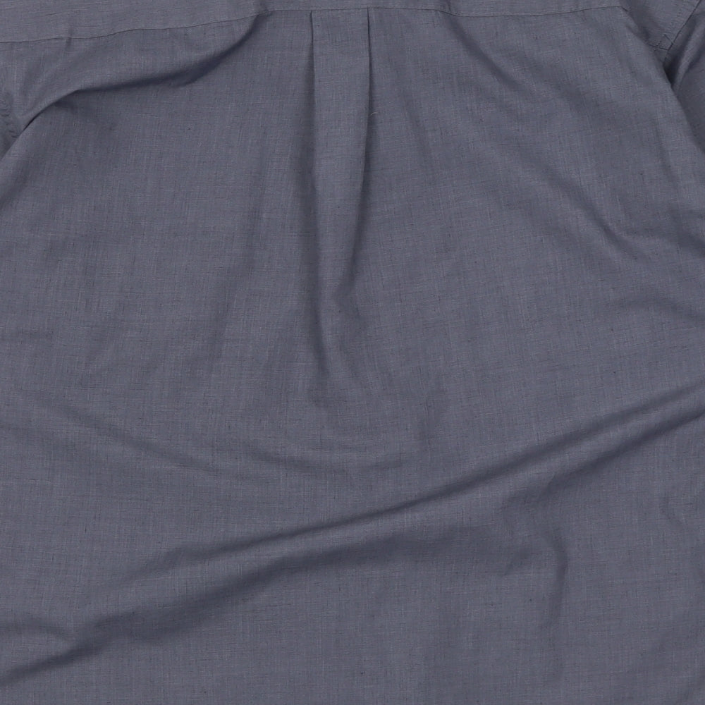 M2M Mens Grey Polyester Button-Up Size L Collared Button