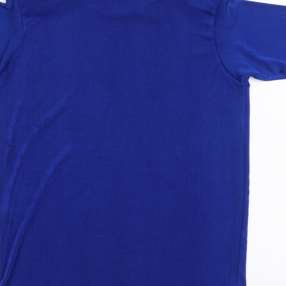 Preworn Womens Blue Polka Dot Polyester Basic T-Shirt Size S Round Neck