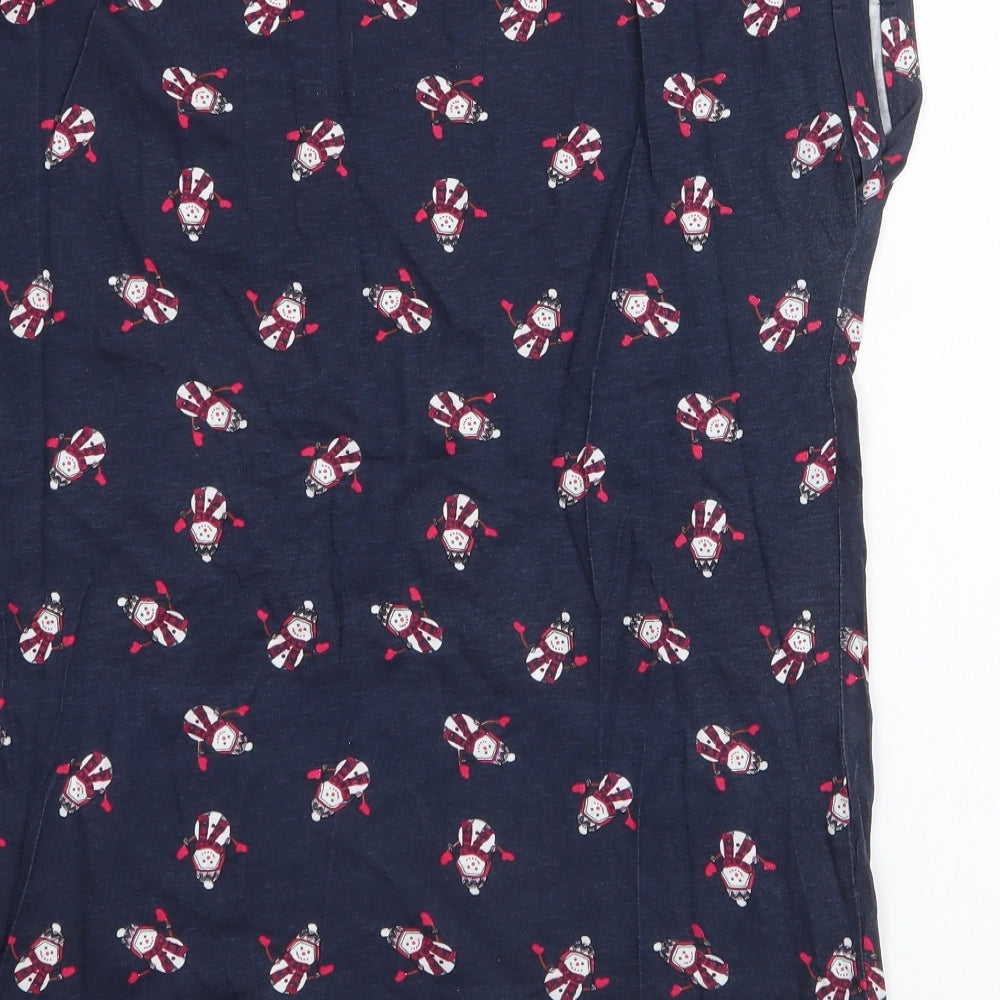 Red Herring Womens Blue Cotton Jersey T-Shirt Size 12 Round Neck - Snowman