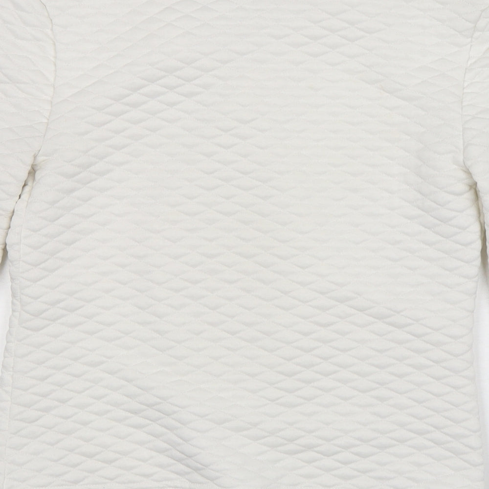 Exhibit Womens White V-Neck Polyester Cardigan Jumper Size 8