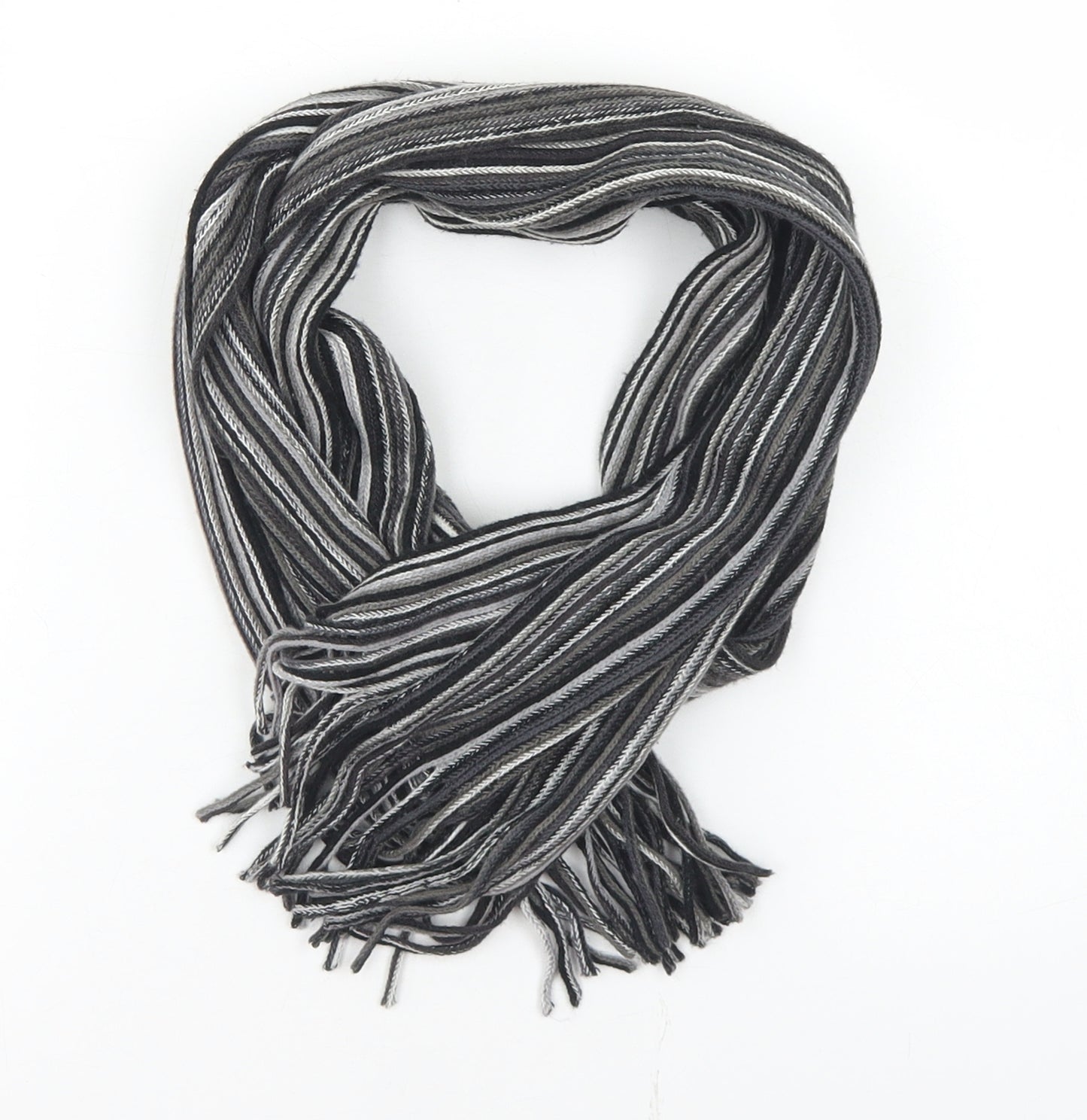 Preworn Mens Black Striped Acrylic Scarf One Size