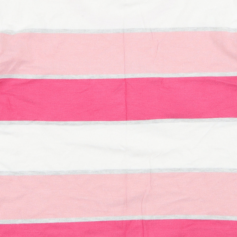 Mindflower Womens Pink Round Neck Striped Viscose Pullover Jumper Size M