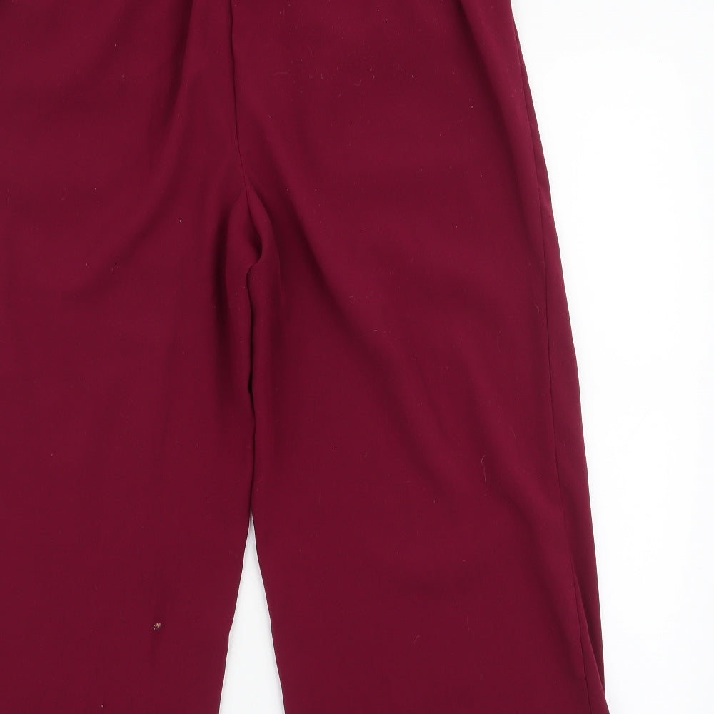 New Look Womens Purple Polyester Cropped Trousers Size 10 L22 in Regular Tie