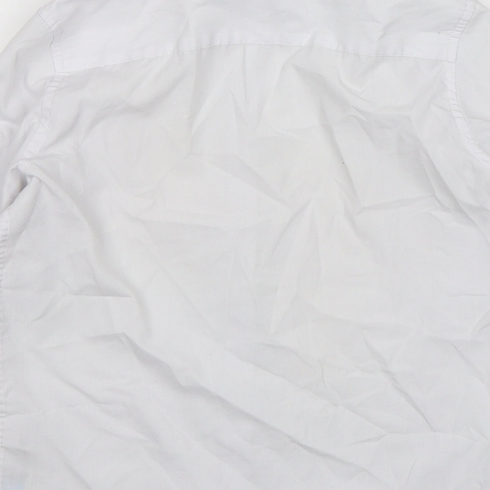 Marks and Spencer Girls White Polyester Basic Button-Up Size 9-10 Years Collared Button