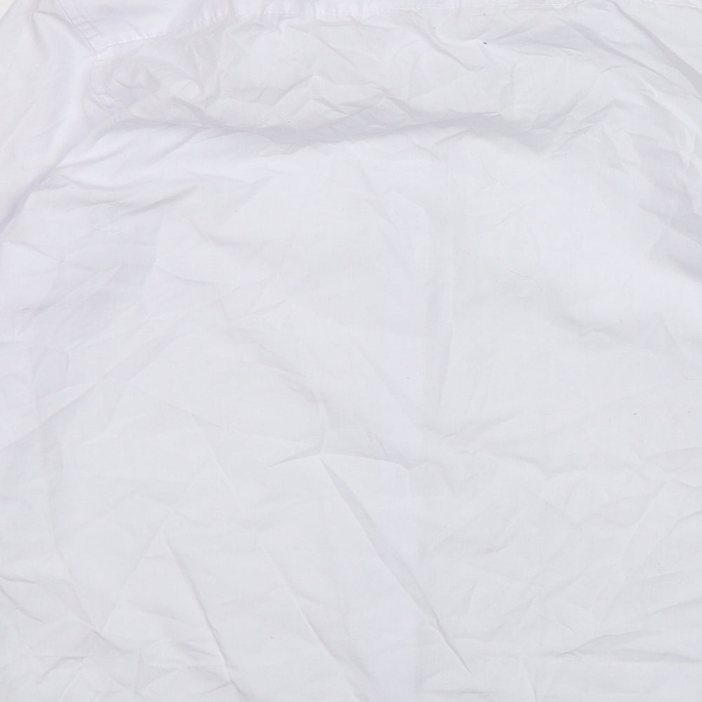 Marks and Spencer Boys White Polyester Basic Button-Up Size 13-14 Years Collared Button