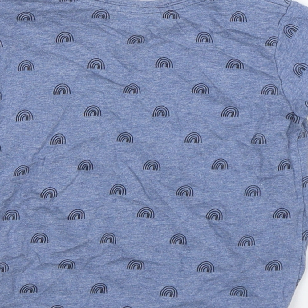 George Boys Blue Spotted Cotton Basic T-Shirt Size 9-12 Months Round Neck Pullover