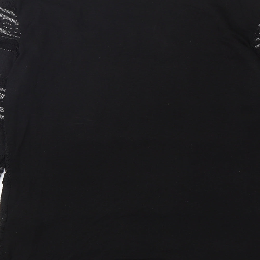 Dorothy Perkins Womens Black Polyester Basic T-Shirt Size 8 Round Neck