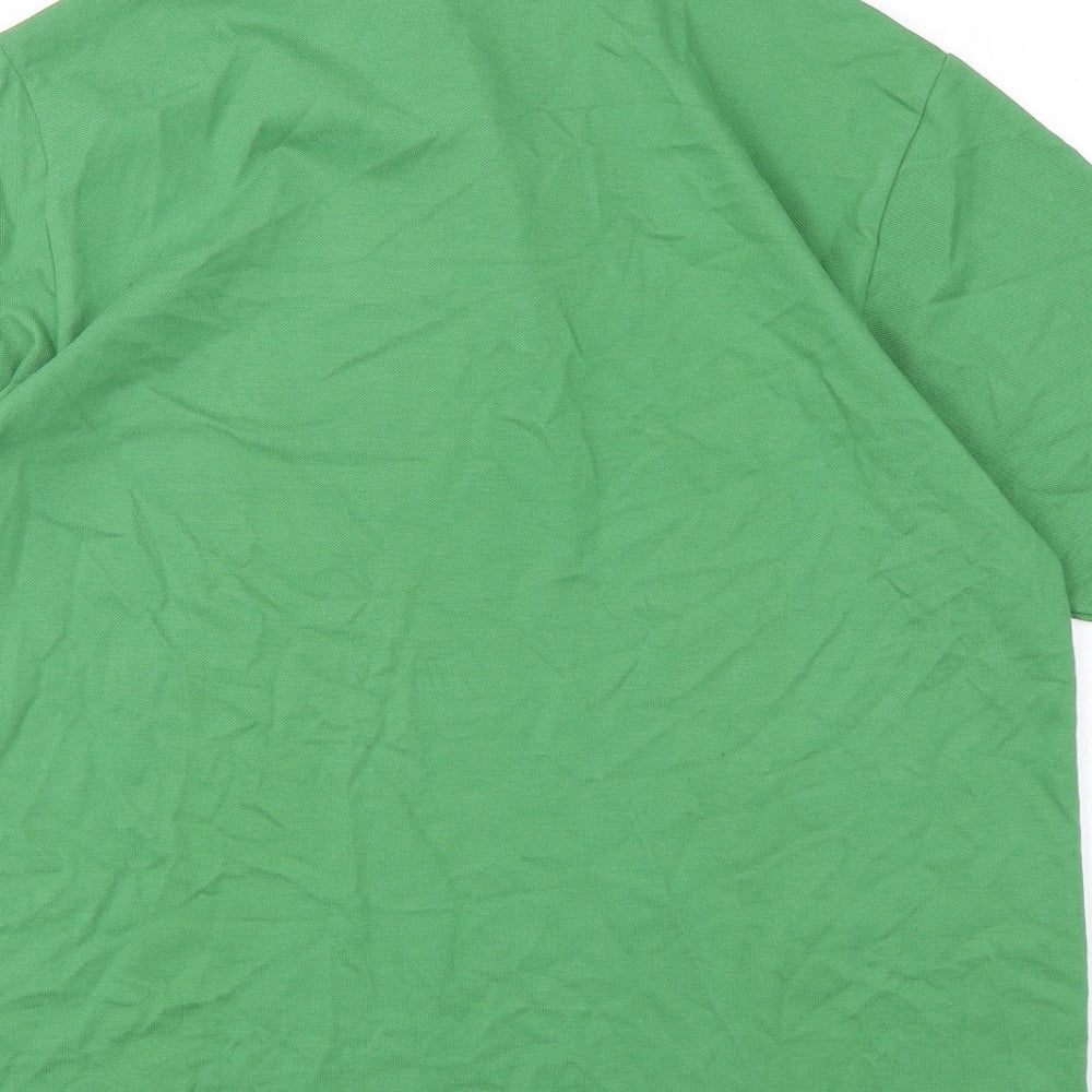Saville Row Mens Green Cotton Polo Size M Collared Pullover
