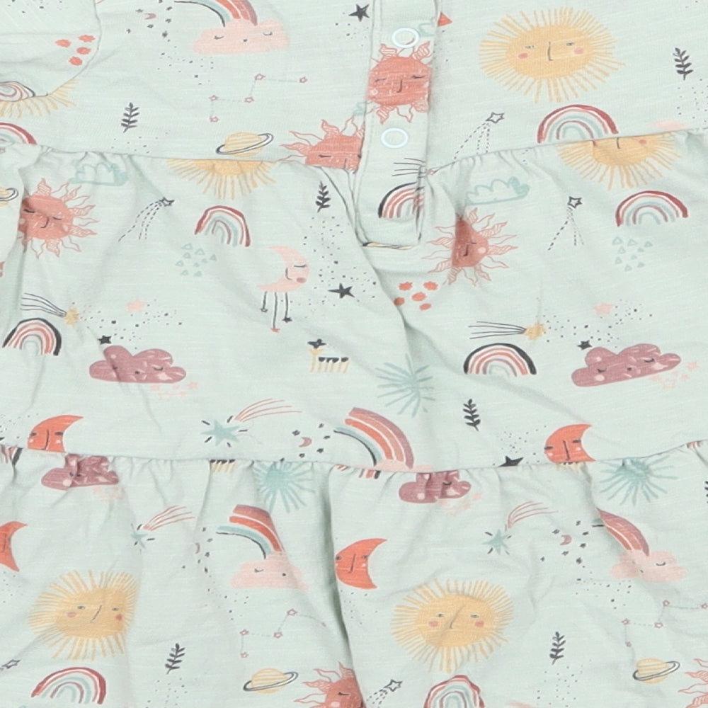 NEXT Girls Multicoloured 100% Cotton Tunic Blouse Size 6-9 Months Round Neck Snap