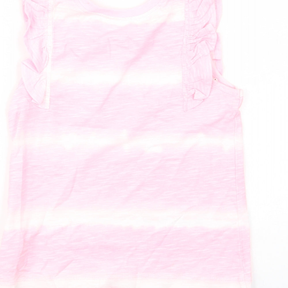 Dunnes Girls Pink Batik Cotton Basic Tank Size 4-5 Years Crew Neck Pullover