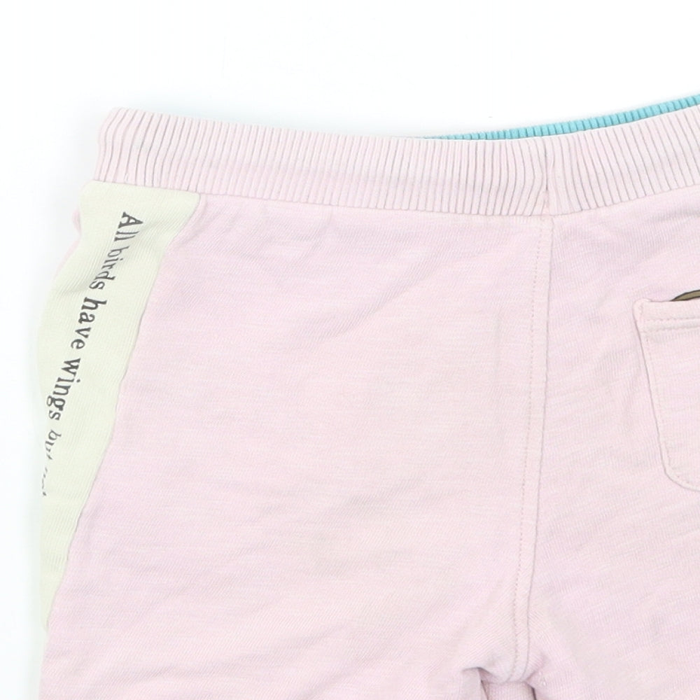 Marks and Spencer Girls Pink Cotton Sweat Shorts Size 5-6 Years Regular Drawstring