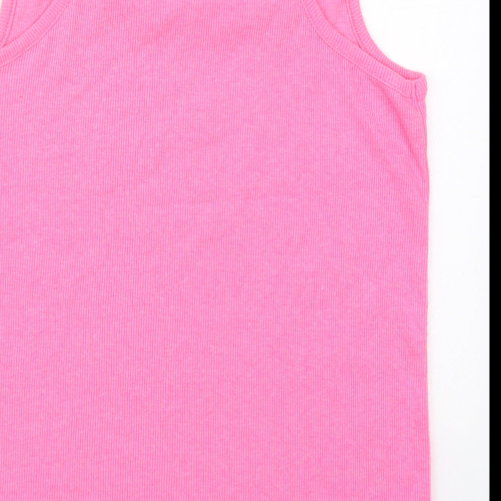 Blue Zoo Girls Pink Cotton Basic Tank Size 11-12 Years Round Neck Pullover