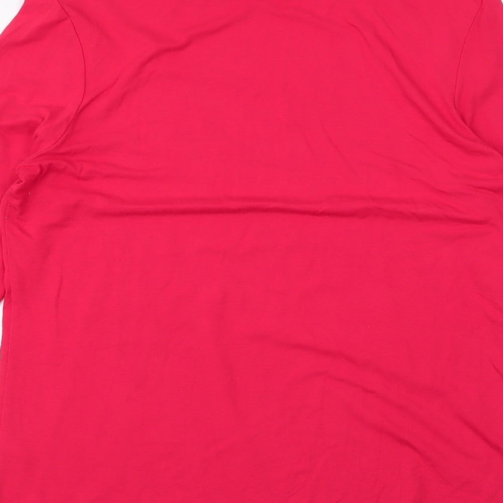 Dunnes Stores Womens Red Viscose Jersey T-Shirt Size M Roll Neck