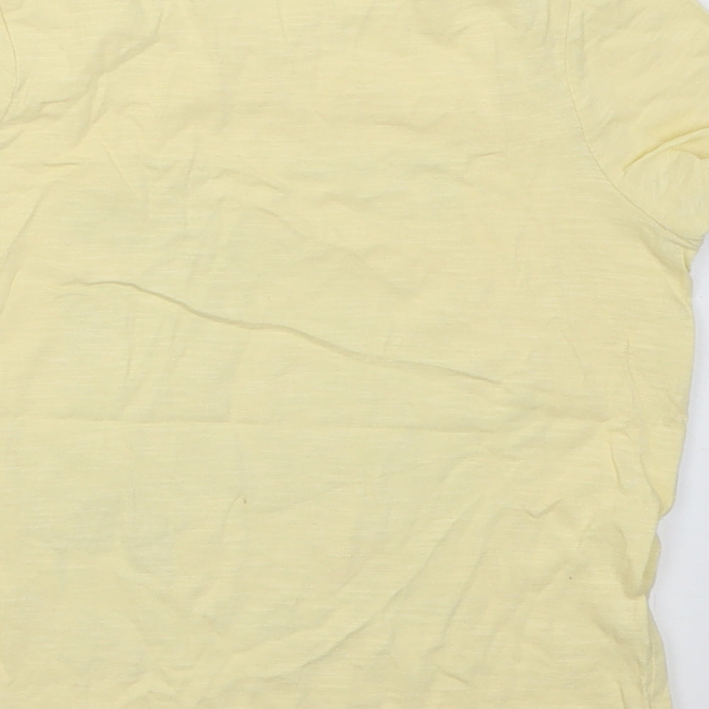 Marks and Spencer Girls Yellow Cotton Basic T-Shirt Size 6-7 Years Crew Neck Pullover