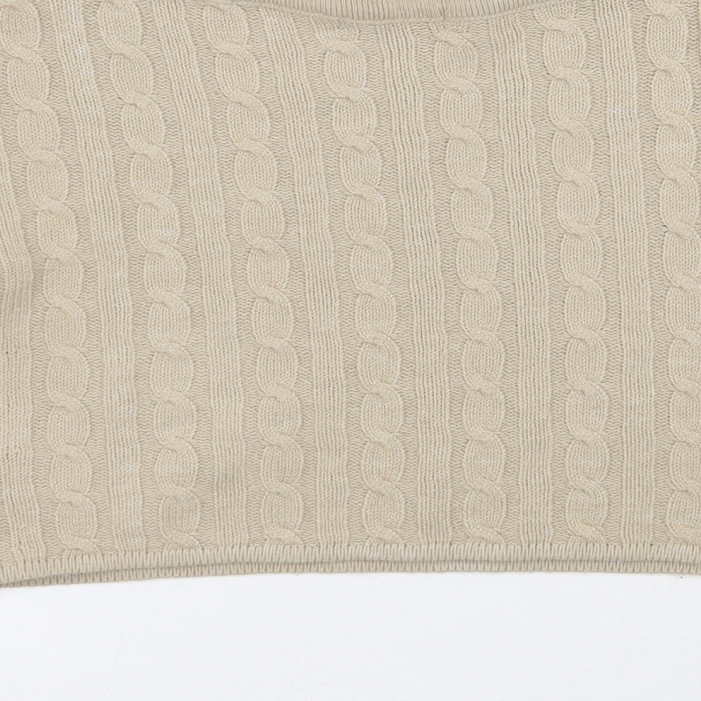 Rebellious Womens Beige Boat Neck Polyester Pullover Jumper Size S - Cropped