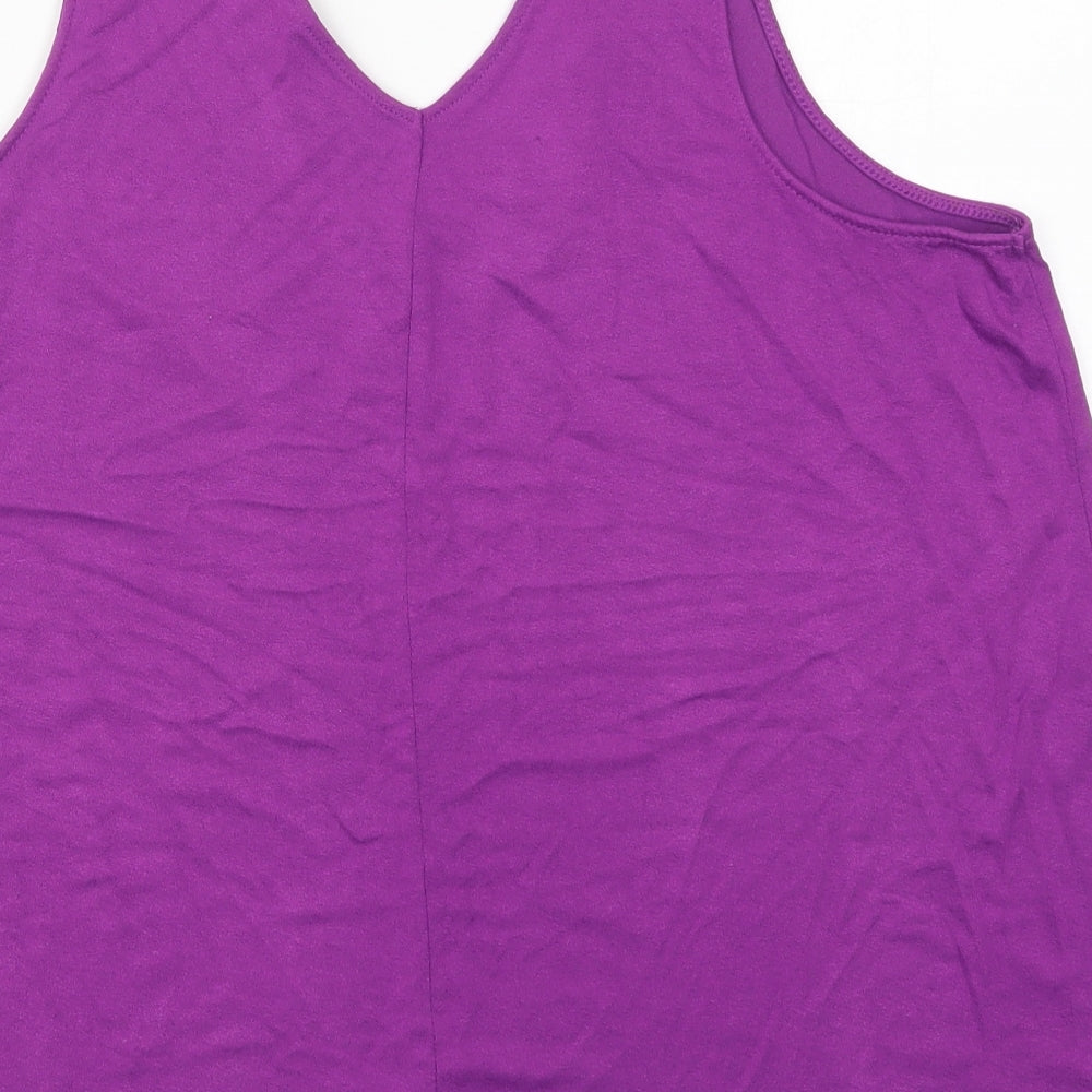 George Womens Purple Viscose Basic Tank Size 16 V-Neck