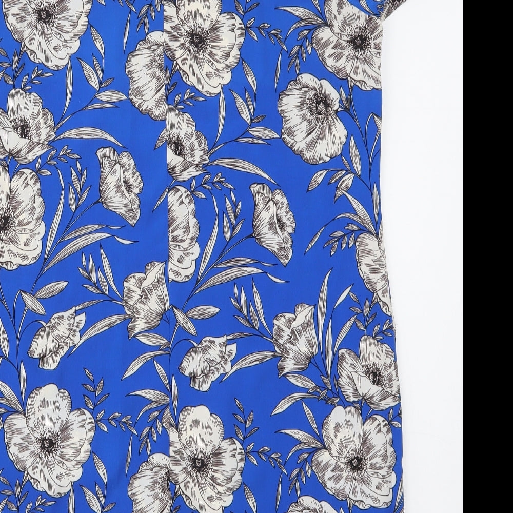 Atmosphere Womens Blue Floral Polyester Shift Size 16 Collared Button