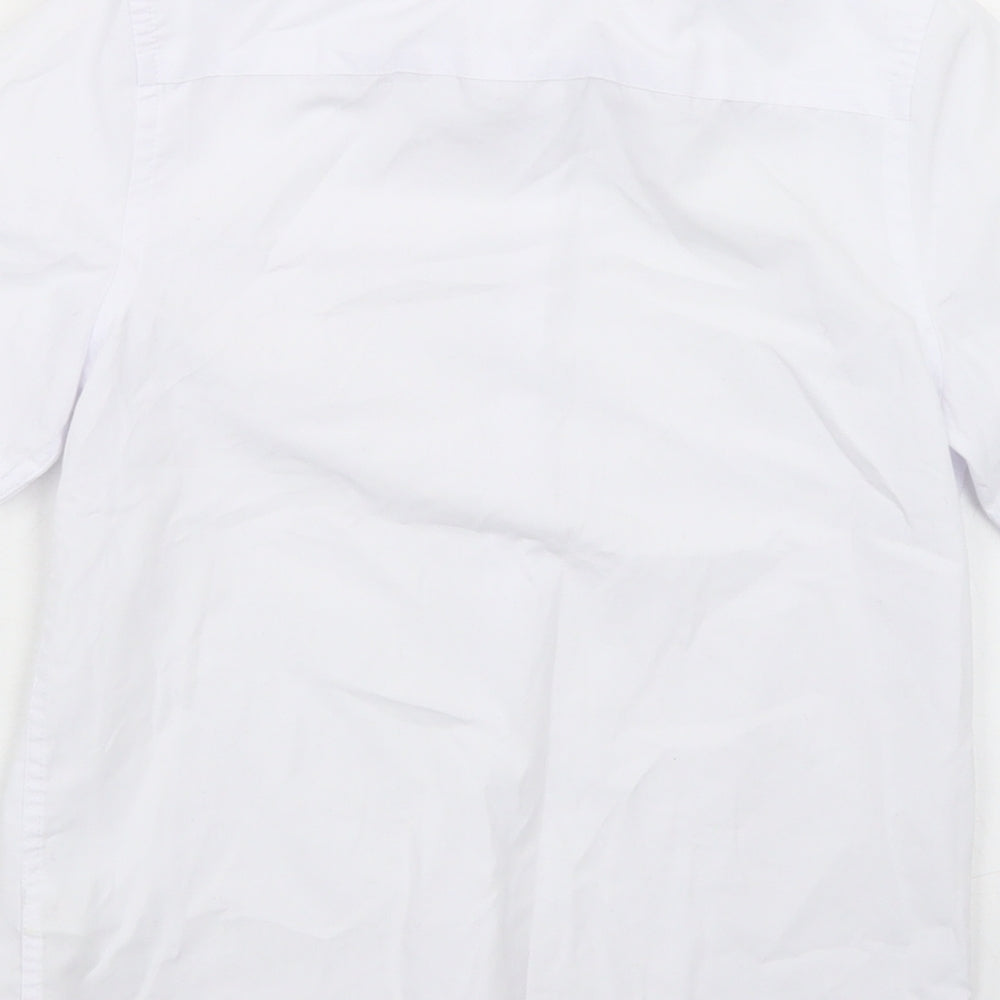 Marks and Spencer Boys White Polyester Basic Button-Up Size 7-8 Years Collared Button - School Wear