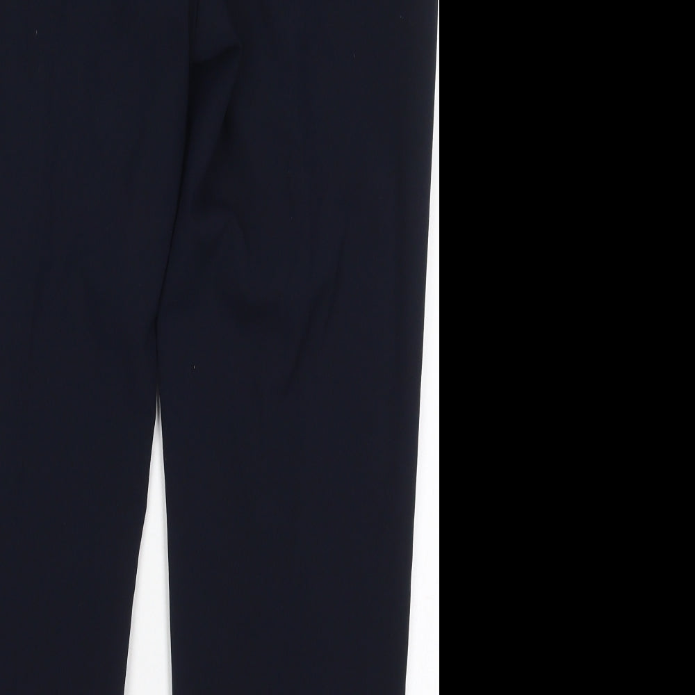 Marks and Spencer Womens Blue Polyester Trousers Size 14 L26 in Regular Hook & Eye