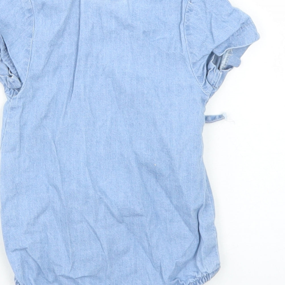 La Redoute Girls Blue Cotton Babygrow One-Piece Size 0-3 Months Tie