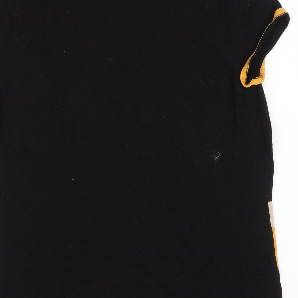 Principles Womens Black Striped Polyester Basic T-Shirt Size 14 Round Neck