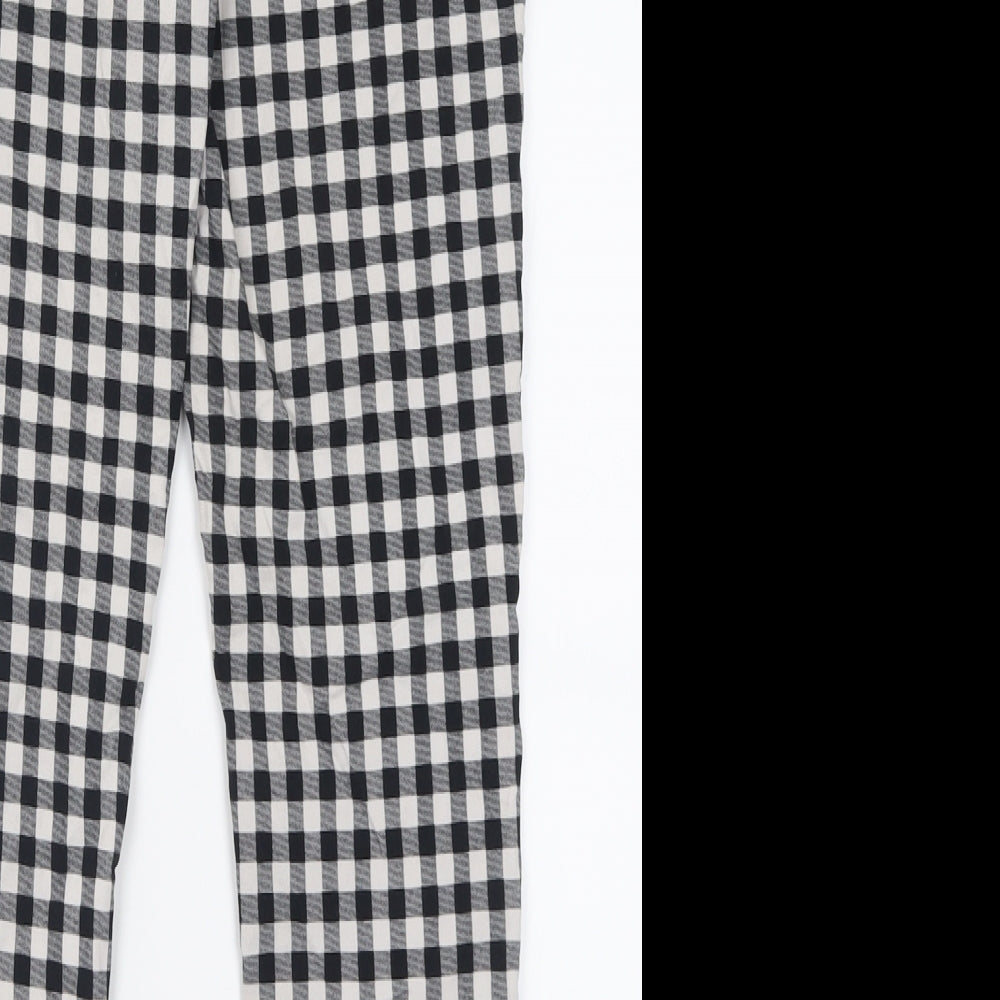 Atmosphere Womens Black Check Viscose Trousers Size 14 L28 in Regular Zip