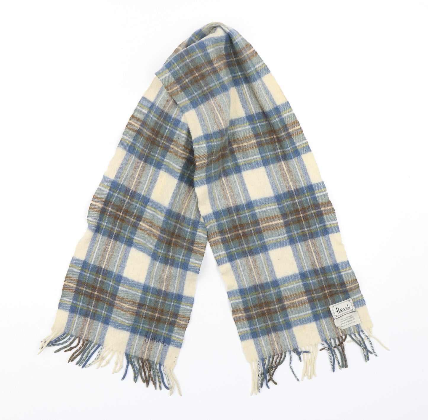 Harrods Unisex Multicoloured Plaid Wool Scarf Size Regular