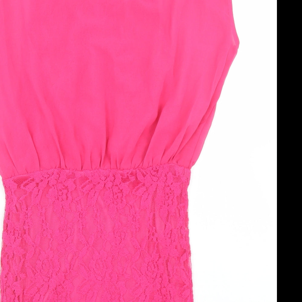 Tokyo Doll Womens Pink Polyester Pencil Dress Size 12 Round Neck
