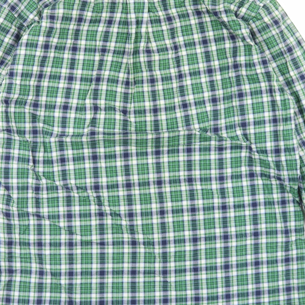 The Savile Row Company Mens Green Plaid Polyester Button-Up Size M Collared Button