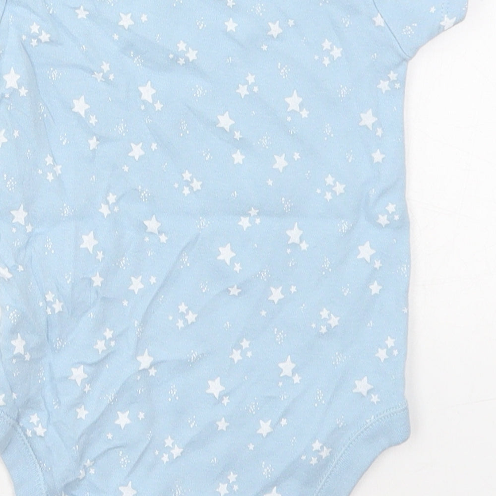 F&F Baby Blue Cotton Babygrow One-Piece Size 12-18 Months Button - Stars